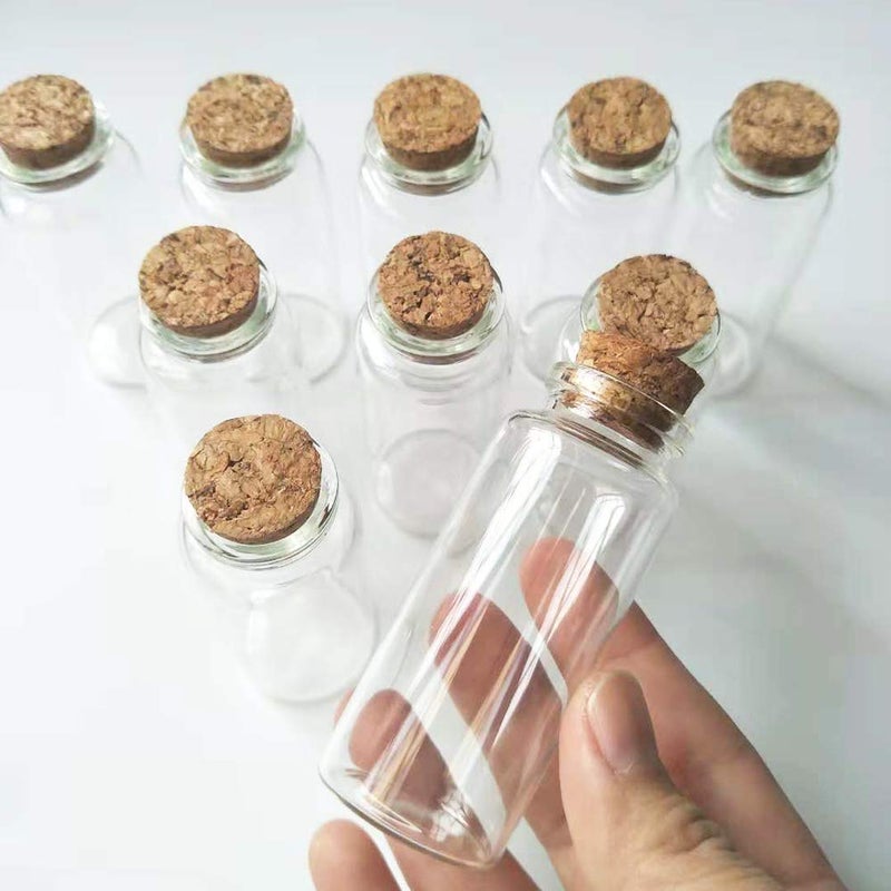 Luo House 10Pcs 30x80mm(1.18x3.14inches) 40ml Mini Small Clear Wishing Bottle Glass Vial with Cork Stoppers Small Glass Bottles for Wedding favors - Image 2